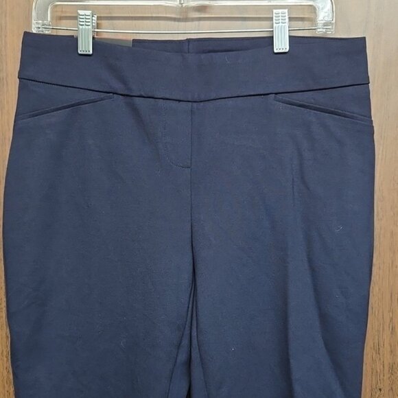 Dalia Size 8 Navy Blue Pull On Mid Rise Narrow Leg Trouser Pant - Picture 2 of 7